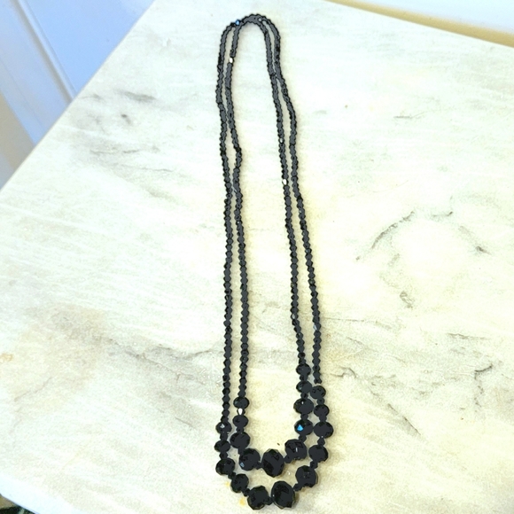 Vintage Black Crystal Necklace 52" - Picture 4 of 4